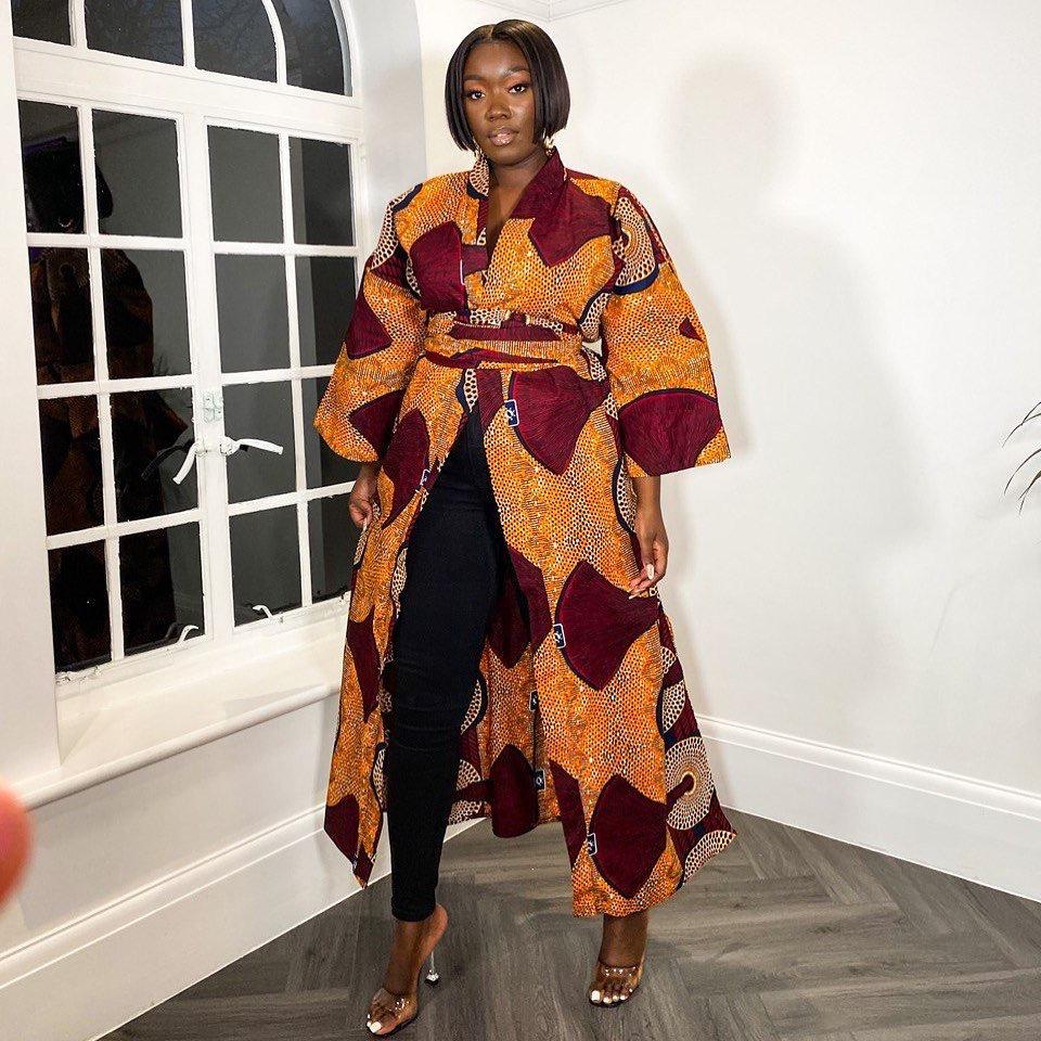 Krympe vækstdvale Thicken Orange Red African Ankara Print Plus Size Kimono Jacket Set –  Africanclothinghub UK, US, Canada