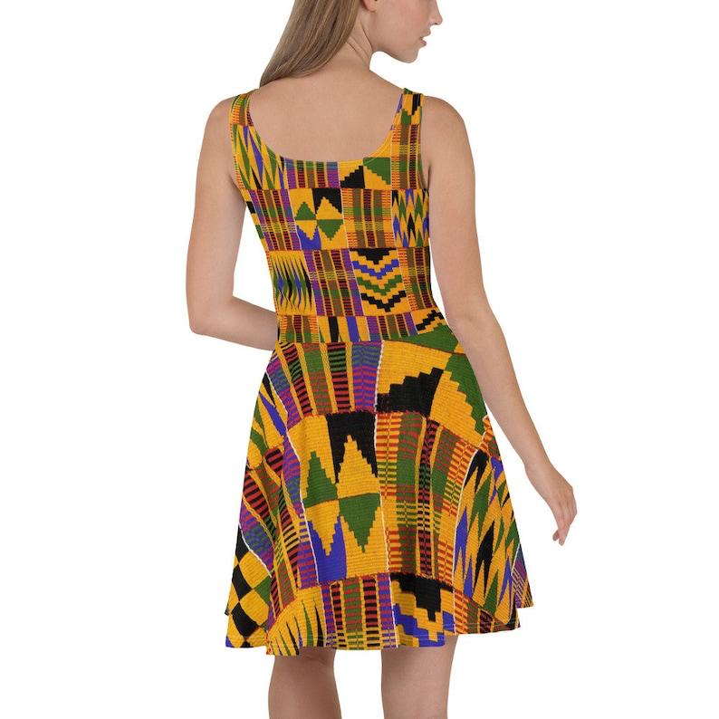 MUSTARD YELLOW AFRICAN KENTE PLUS SHORT DRESS
