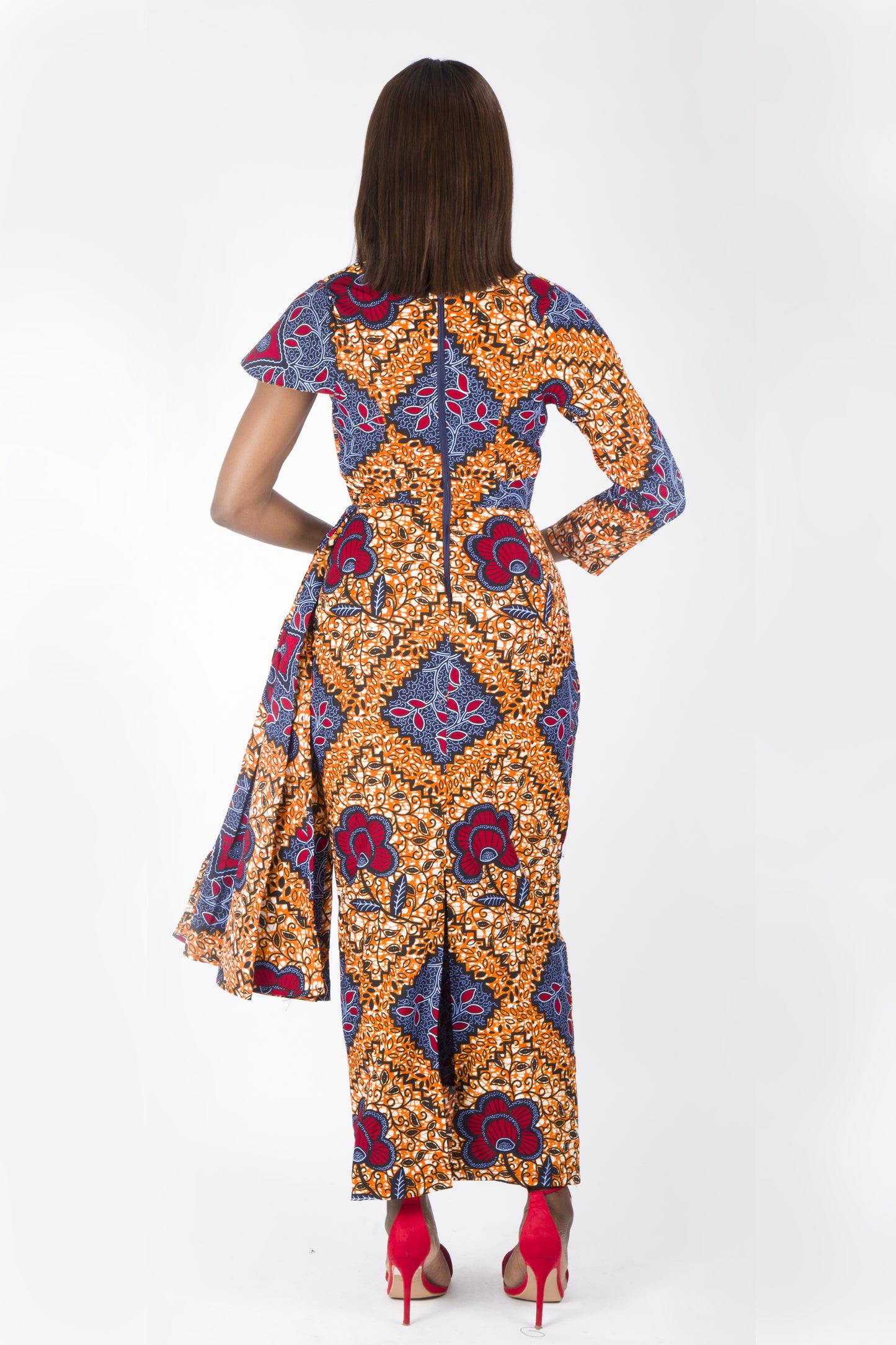 BROWN BLUE AFRICAN ANKARA PRINT PLUS SIZE CLOTHING PARTY DRESS