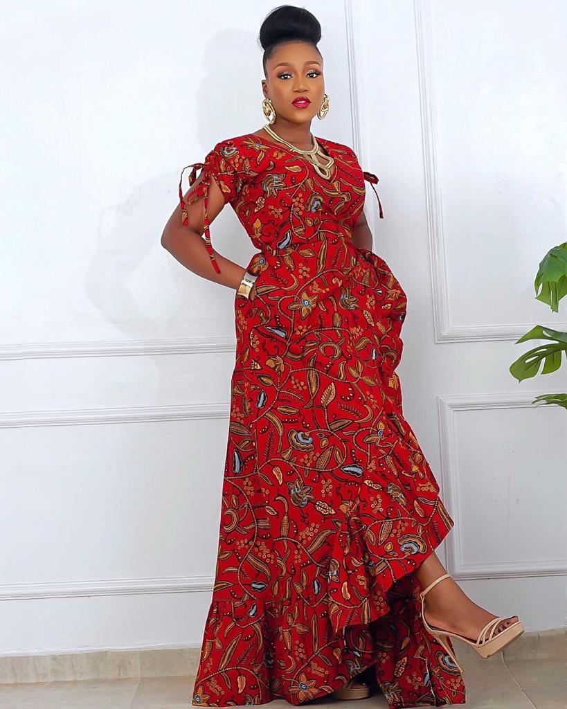 RED MULTI AFRICAN ANKARA PRINT PLUS SIZE PARTY CLOTHING DRESS