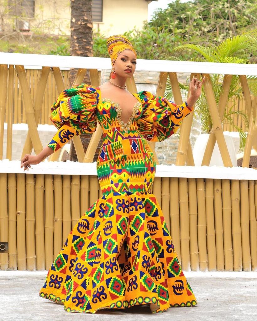 YELLOW MULTI AFRICAN KENTE PLUS SIZE CLOTHING PARTY MAXI DRESS