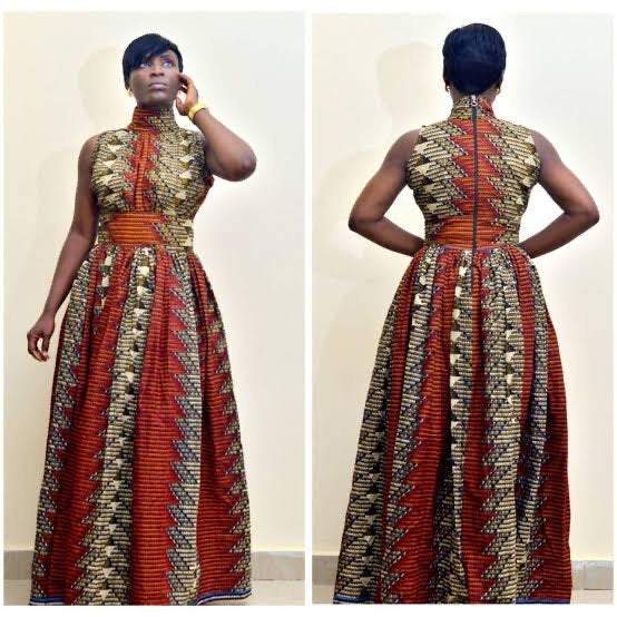 BROWN GOLD MULTI AFRICAN ANKARA PRINT PLUS SIZE CLOTHING PARTY MAXI DRESS