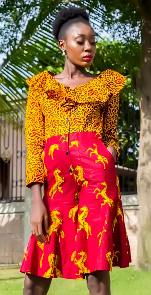Mustard Yellow Two Two African Ankara Print Jumpsuit