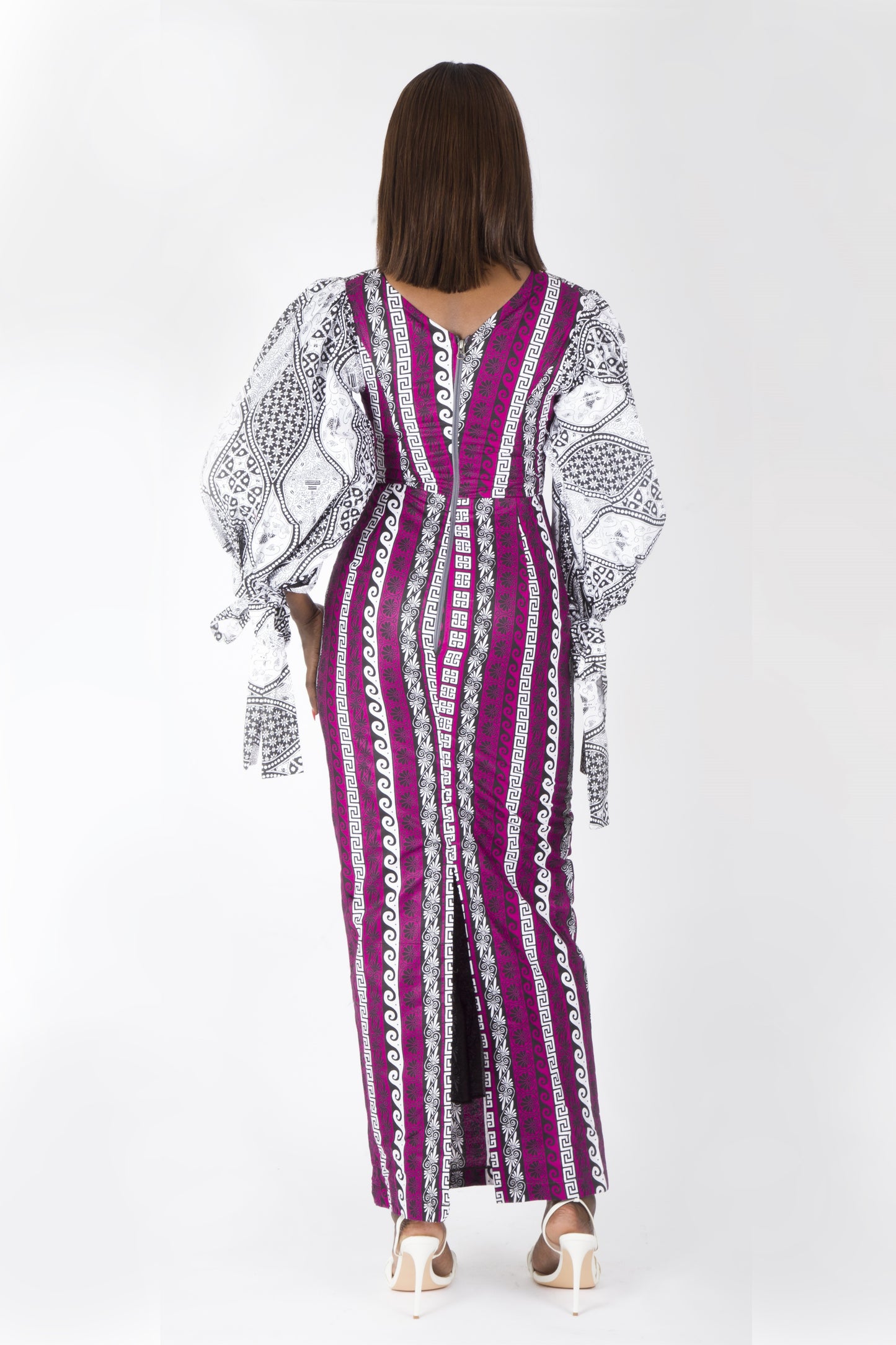 PURPLE BLACK AFRICAN ANKARA PRINT PLUS SIZE CLOTHING PARTY DRESS