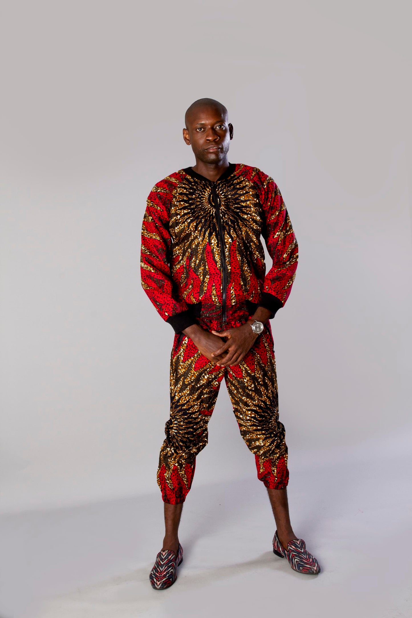 Ensemble de veste en jean pour hommes à imprimé africain Ankara bleu marron