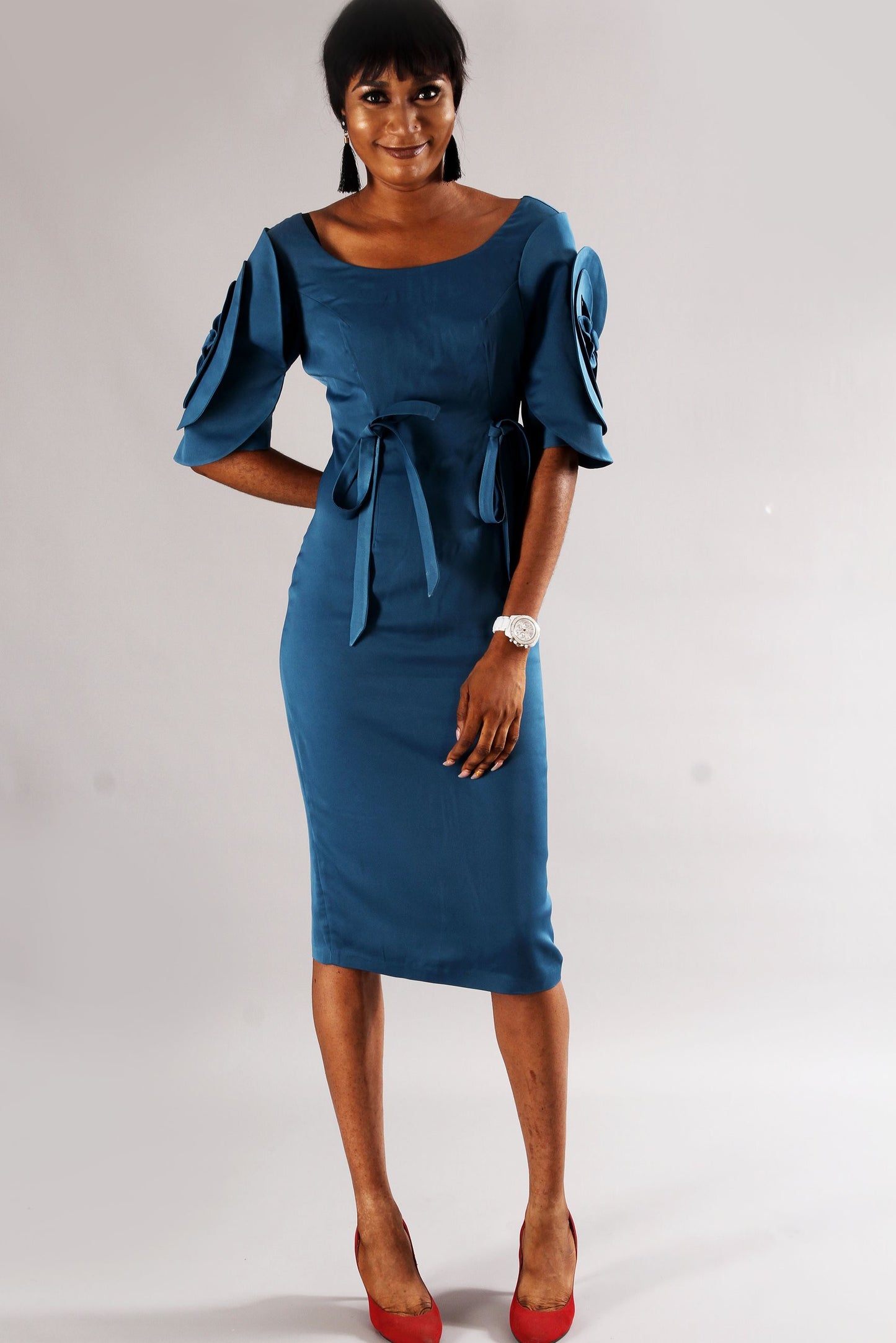Teal Blue Deconstruct Formal Fitted Party Statement Dress